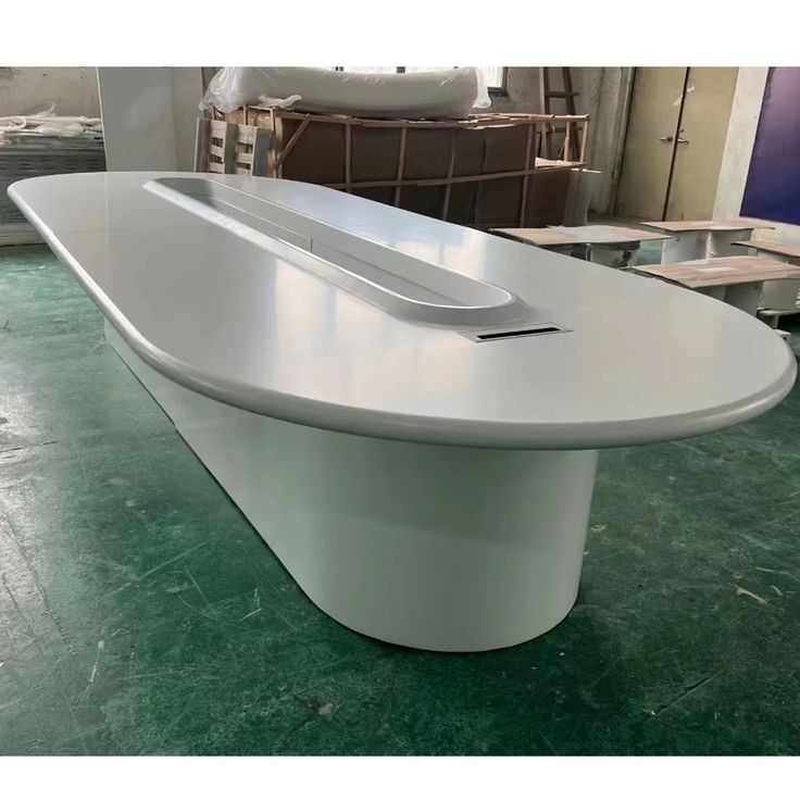 Modern Faux Marble Stone Conference Table for Manager Rooms Hand Polished Meeting Desk