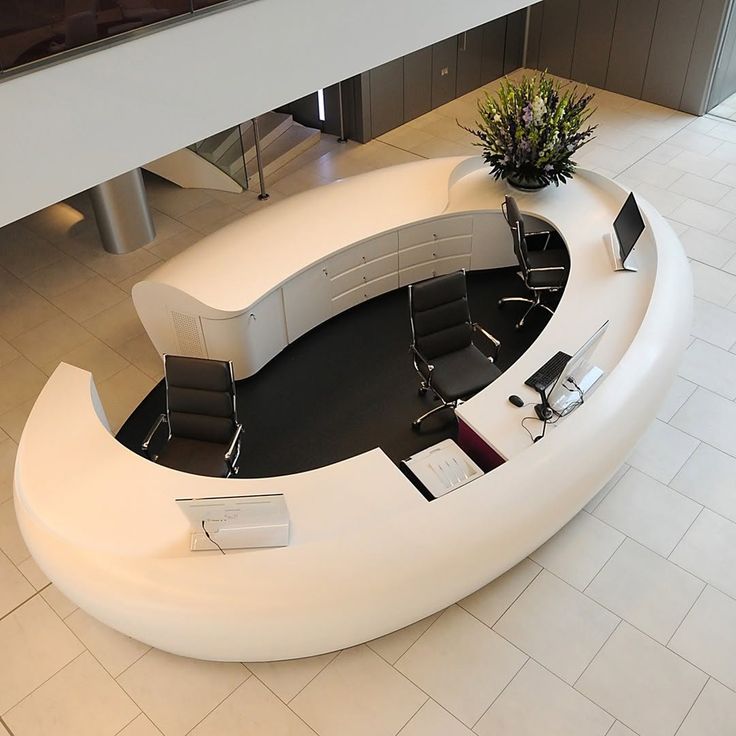 Moon Shape Round Curved Help Reception Desk White Corian Marble Center Service Counter