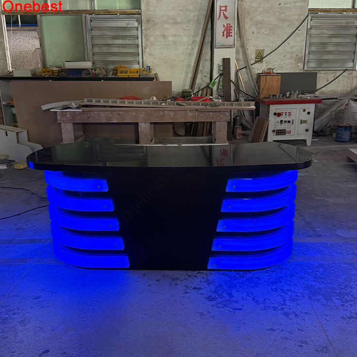 Personalized Black Reception Desk Table Onyx Stone Led News TV Desk Counter for Sale