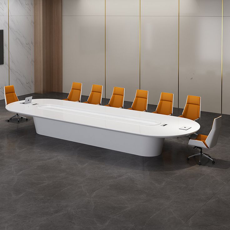 Round Corner Solid Surface Touch Screen Conference Table 16 Person Office Meeting Tables and Chairs