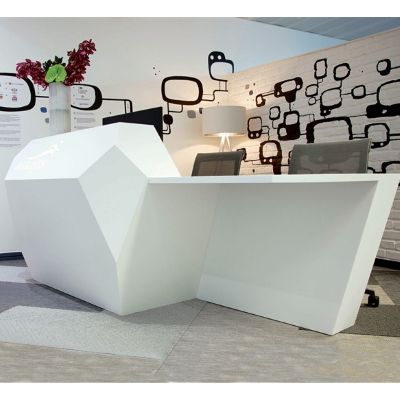 Top Quality Marble Stone Rectangular Modern White Front Reception Desk Cash Counters